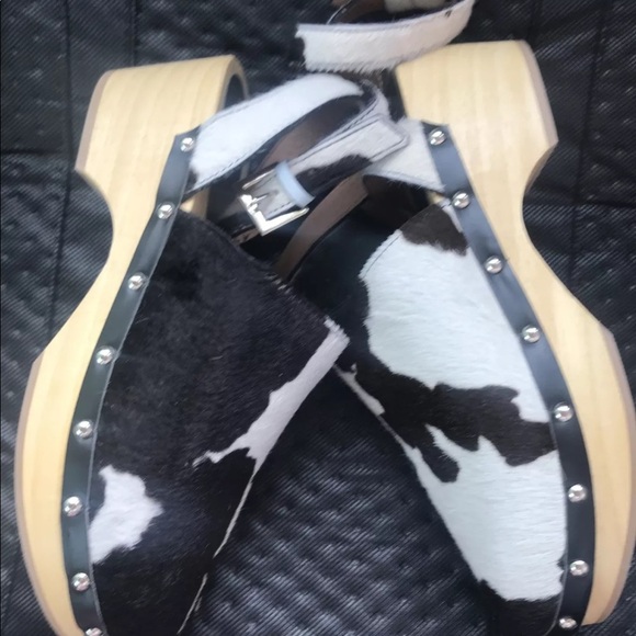New Free People Unalira Cow Hair Clogs size 7 or 8 - Picture 5 of 15
